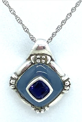 Hermoso colgante de plata de ley/amatista 925 con cadena de 18"" de largo Foto 1 de 4