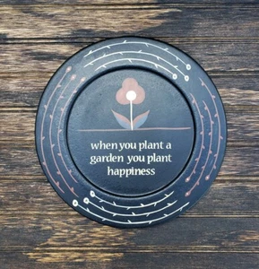 Plato decorativo decoración primitiva planta un jardín... cita inspiradora de felicidad - Imagen 1 de 3