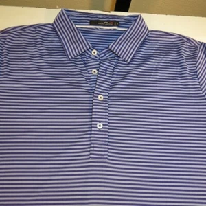 RALPH LAUREN RLX Cascata Country Club GOLF POLO SHIRT Mens L Stripe Blue - Picture 1 of 4