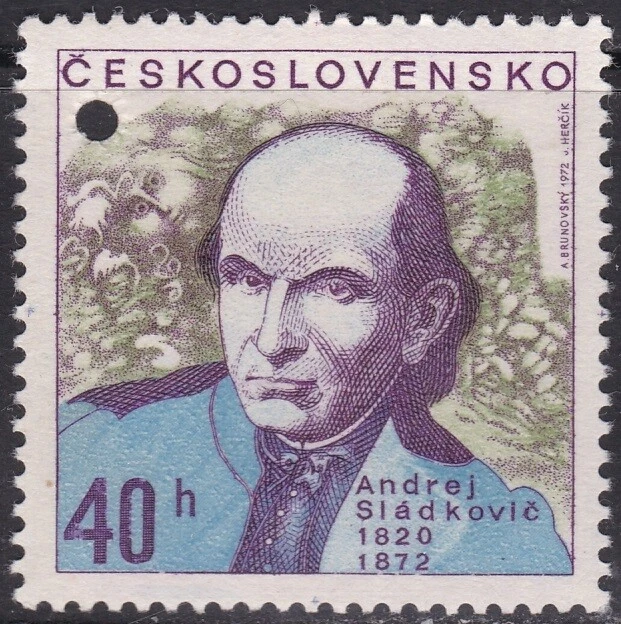 Espécime, Tchecoslováquia Sc1819 poeta Andrej Sladkovic (1820-72) - Imagem 1 de 1