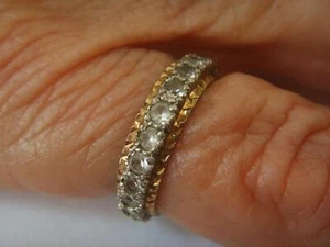VINTAGE 9 kt & SILBER ETERNITY RING GRÖSSE N EINGESETZTE PASTE STEINE - Bild 1 von 1