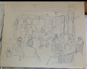 Werner Knoth Original Zeichnung Teestunde Puccini signiert Unikat Einzelstück - Picture 1 of 1