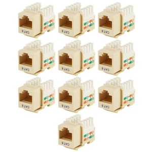 10x CAT6 RJ45 Network LAN Ethernet Keystone Jack 110 Type Punch Down IDC Beige - Afbeelding 1 van 5