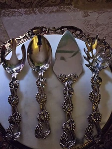 Godinger Silver Plated Grapevine Collection Cake/Pie/Dessert Server & Spoon Set - Picture 1 of 12