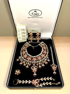 Kyles Hand Crafted Bridal Wedding Gold White Red Jewellery Punja Tika RRP £445 - Picture 1 of 14