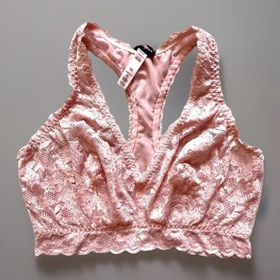 Sujetador Cosabella para mujer 1X Plus Never Say Never espalda deportiva encaje rosa pálido suave Foto 1 de 4