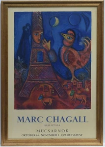 Original Chagall Poster, "Boujour Paris" Budapest 1972 FRAMED - Picture 1 of 4