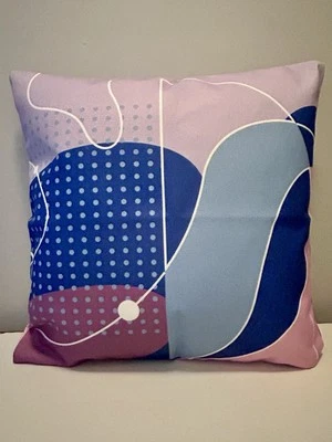 New Modern Nordic Throw Pillow 18x18” Abstract Art Purple & Blue Complete! - Image 1 of 4
