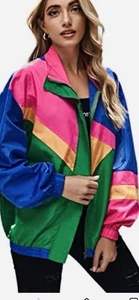Chaqueta cortavientos ligera Color Block Vintage Look Sweaty Rocks talla XL ¡NUEVA!! - Imagen 1 de 6