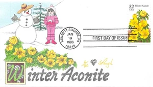 3026 32c Flowers, Winter Aconite, Pugh hand painted cachet [120325.400] - Picture 1 of 1