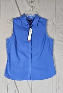 Nwt! Talbot's Non-Iron Wrinkle Resistance Sleeveless Shirt Petite Size 12P Blue - Picture 1 of 7