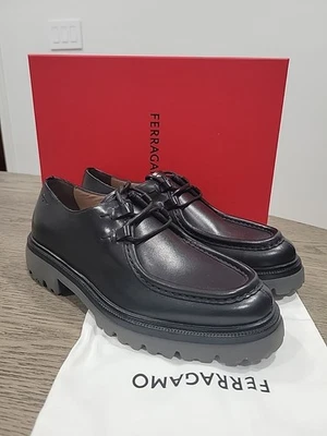 Salvatore Ferragamo Men's Black Oxford  Lace Up Shoes "Italo" 9 D New NIB - Image 1 of 4