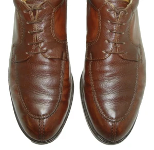 Sz 9.5 M BACHRACH MADE IN ITALY! Men's Dress Shoes Blucher Derby Brown Leather - Picture 1 of 16