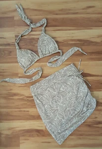 Traje de baño Athleta XXS crema triángulo bronceado triángulo con falda a juego 2 piezas Usado en excelente estado - Imagen 1 de 2