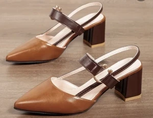 Women’s Pointed Toe Block Slingback Heel - Picture 1 of 2