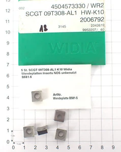 5 St. SCGT 09T308-AL1 K10 Widia Wendeplatten Inserts NOS unbenutzt B581-5 - Bild 1 von 2