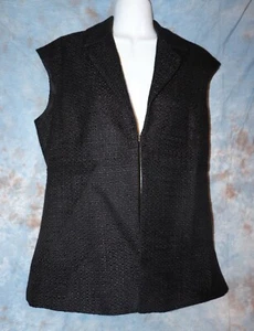 Womens Black Textured Coldwater Creek Hook Front Vest Size P6 NEW NWT - Picture 1 of 2