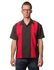 Rock Steady Clothing Poplin Mini Panel Black Red Stripe Fancy Work Shirt S-3Xl