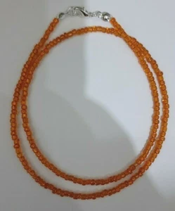ORANGE SILVER LINED SEED BEAD NECKLACE 18" - N20 - Picture 1 of 2