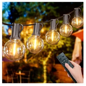 30M Außen LED Lichterkette 51 Birnen Fernbedienung Terrasse Garten - Bild 1 von 11
