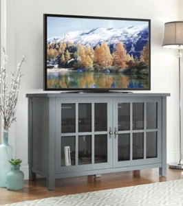 Wood Oxford Square TV Stand Console for TVs up to 55-Inch Glass Window Pane - Picture 1 of 5