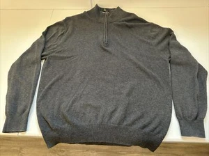 Jos A Bank Mens Pullover Pima Cotton Size Large Dark Grey Quarter Zip - Picture 1 of 3