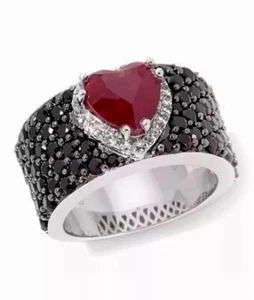 Victoria Wieck Ruby Spinel White Topaz Heart Silver Band Ring & Crystal Keychain - Picture 1 of 12