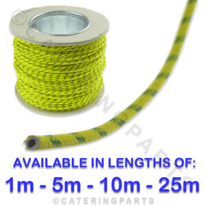 VARIOUS LENGTHS GREEN/YELLOW 1.5MM HEAT RESISTANT FIBRE INSULATED WIRE 1M to 25M