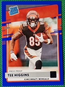 2020 Donruss Press Proof Blue #310 Tee Higgins Rated Rookie RC BENGALS - Picture 1 of 2