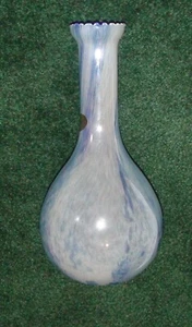 MURANO LAVORAZIONE KUNSTGLAS KNOSPENVASE BLAU WIRBELMUSTER MIT ETIKETT - Bild 1 von 12