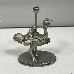 Hudson Fine Pewter Carousel Animal OSTRICH Raccoon figurine USA 1984 (rare) 2.5" - Picture 1 of 6