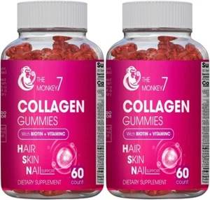 2 Pack Hydrolyzed Collagen Peptides Gummies Extra Strength 1500mg 5000mcg Biotin - Picture 1 of 4