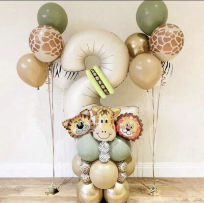 40 pc (2ndBirthday Party Balloons) Animal number balloon set  - Image 1 of 2