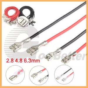 Female Spade Terminals Crimp Connector With Cable Wire Black Red 22AWG 10cm 20cm - Picture 1 of 14