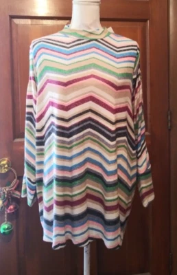 Cato size 18/20 (2X) Light Striped Long Sleeves Sweater 3 Cutouts on arm CS20 - Image 1 of 4