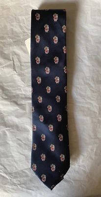 Corbata de vacaciones de Papá Noel repetida con tradiciones navideñas para hombre nueva con etiquetas - azul Foto 1 de 3