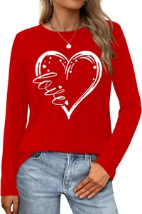 Valentine'S Day Shirt for Women Cute Love Heart Shirts Tee Tops Valentines Day G - Picture 1 of 12