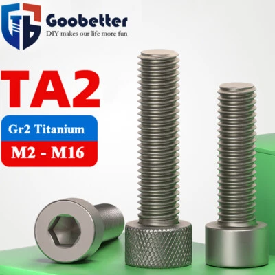 GOO BETTTER Tornillos cilíndricos de titanio TA2/Gr2 DIN 912 hexágono interior culata M2 M2.5 -M16