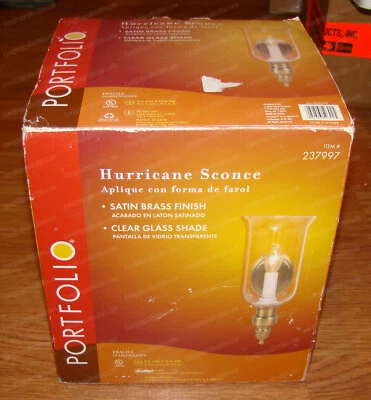 Portfolio Hurricane Sconce Lighting (237997) Satin Brass, Clear Glass Shade - Image 1 of 4