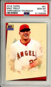 2018 Topps Throwback Thursday MIKE TROUT #81 Los Angeles Angels PSA 10 - Picture 1 of 2