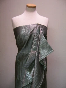 DAZZLING UNDERSTATED DESIGNER FABRIC SAGE GREEN GREY W/ SPUN SILVER ITALY 3.5yds - Picture 1 of 5