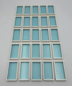 LEGO LOT OF 25 White Door Frame 1x4x6 Trans-Light Blue Glass / City Window Walls - Picture 1 of 4