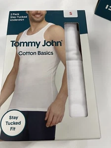 2 Pack Tommy John Men’s White Tank Tops Undershirts Choose Your Size Stay Tucked - Picture 1 of 7