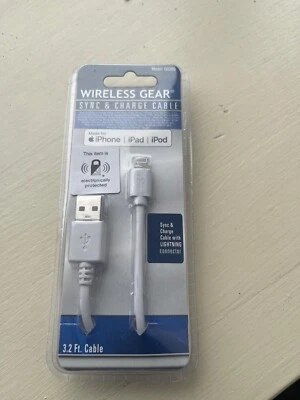 Wireless Gear Sync & Charge Cable For iPhone 3.2 FT~White 2 in 1 - Image 1 of 2