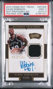 2015-16 Panini National Treasures Gold David Robinson Auto /99 PSA 9