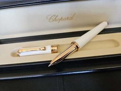 Stylo Roller CHOPARD Impériale laque Blanche & plaqué or rose NEUF (Dupont ) - Bild 1 von 4