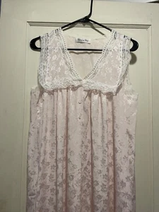 Vintage Christian Dior Pink Lace Long Sleeveless Nightgown Nylon No Size Tag - Picture 1 of 5