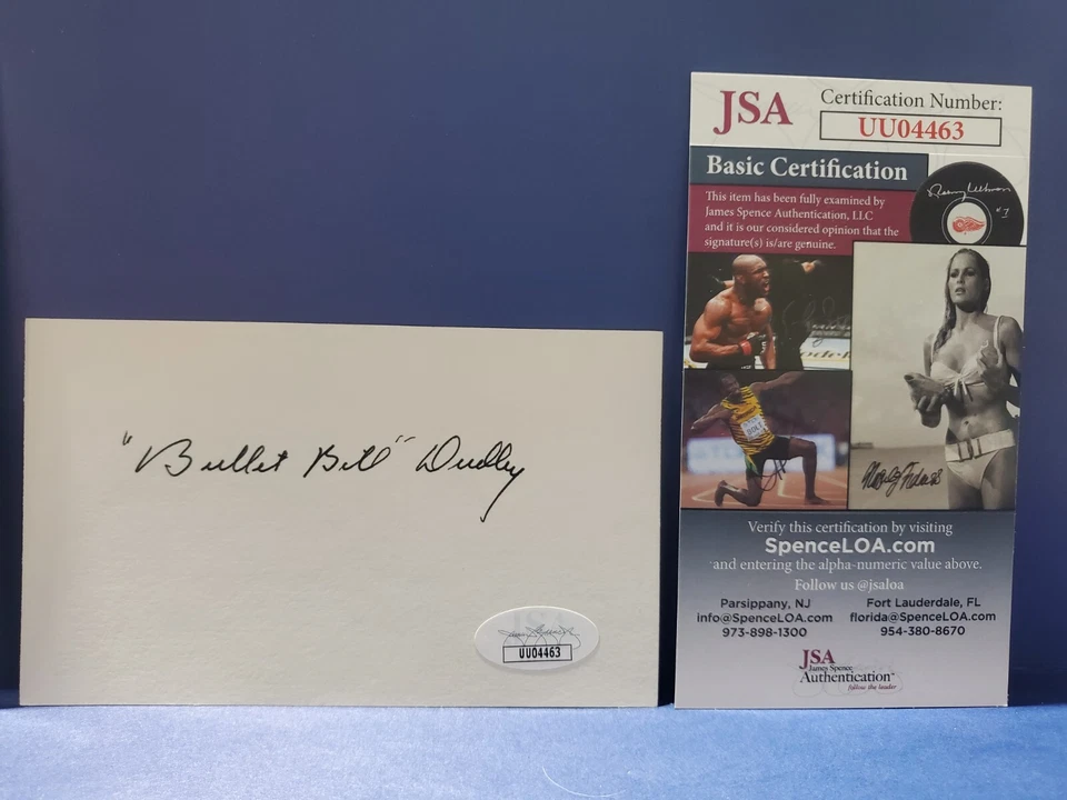 "Bullet Bill" Dudley Autographed Index Card JSA Certified NFL HOF - Image 1 of 1