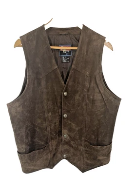 Cripple Creek  Men's Brown Western Suede Leather Snap Vest - Size Large - Image 1 of 4