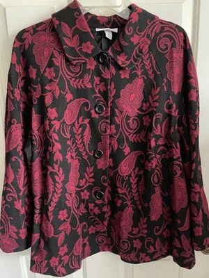 Chaqueta Swing Dressbarn Roja y Negra, 20W Foto 1 de 4